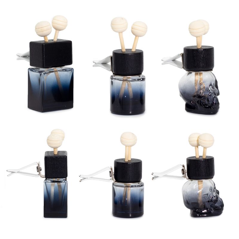 Čierne – Fľaštičky s Difuzérom do Auta na Mriežku Ventilácie – 8 ml – (3 rôzne vzory × 4)