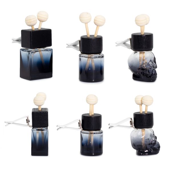Čierne – Fľaštičky s Difuzérom do Auta na Mriežku Ventilácie – 8 ml – (3 rôzne vzory × 4)