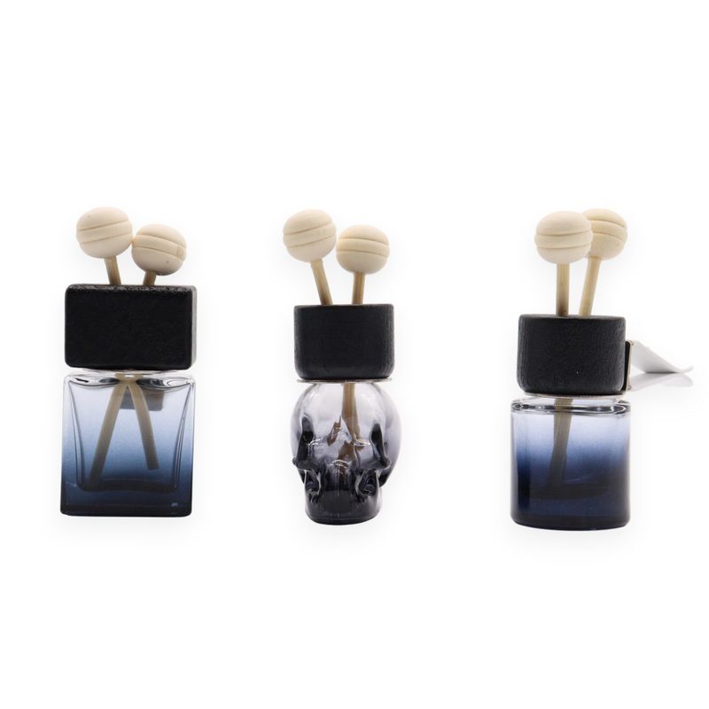 Čierne – Fľaštičky s Difuzérom do Auta na Mriežku Ventilácie – 8 ml – (3 rôzne vzory × 4)