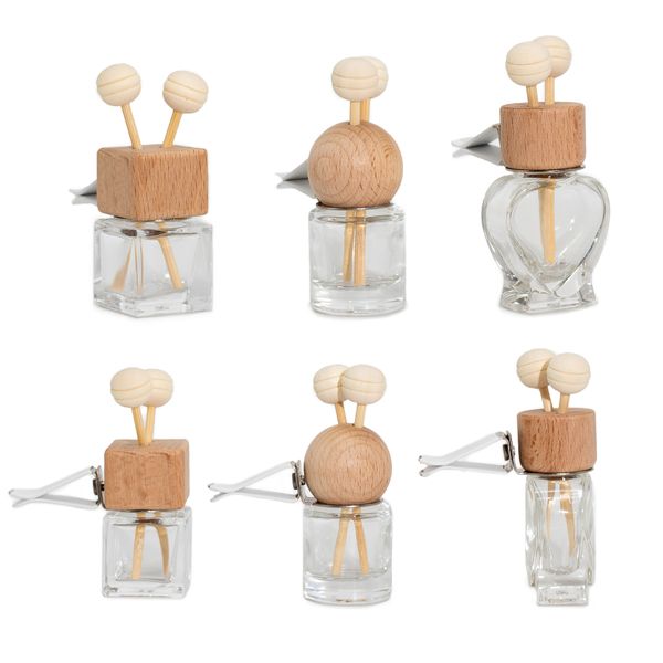 Priehľadné – Fľaštičky s Difuzérom do Auta na Mriežku Ventilácie – 8 ml – (3 rôzne vzory × 4)