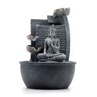 Stolová Fontána - 19x19x28cm - Budha, Kaskádovité Kvetináče s Lotosovými Kvetmi