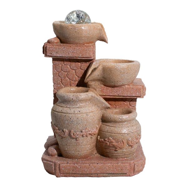 Stolová Fontána – 19 x 14 x 27 cm – Kvetináče v Tvare Kaskády v Stredomorskom Štýle