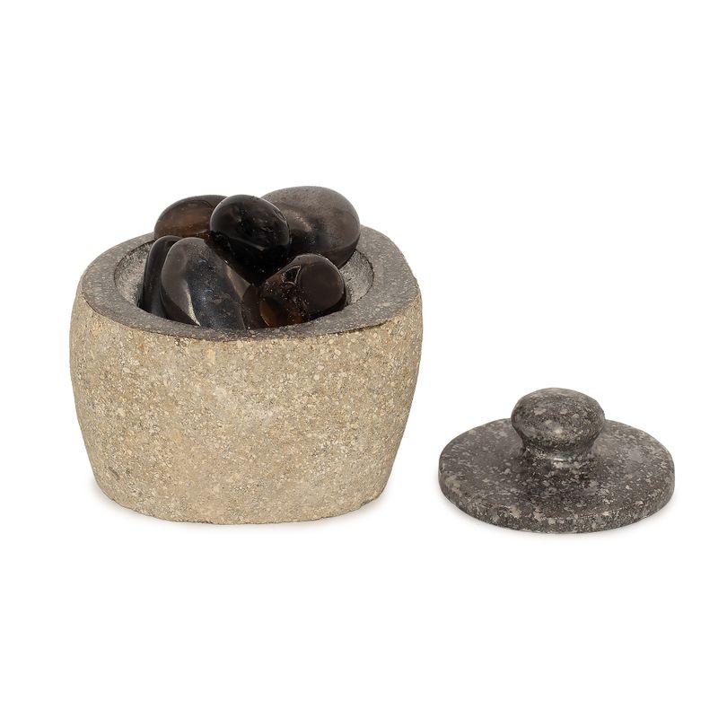 Prírodná Uzemňovacie Nádoba z Riečneho Kameňa – Malá (cca 9×7cm)
