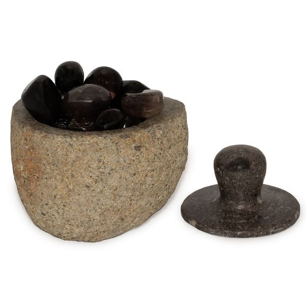 Prírodná Uzemňovacie Nádoba z Riečneho Kameňa - Stredná (cca 12x8cm)