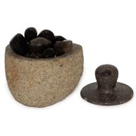 Prírodná Uzemňovacie Nádoba z Riečneho Kameňa - Stredná (cca 12x8cm)