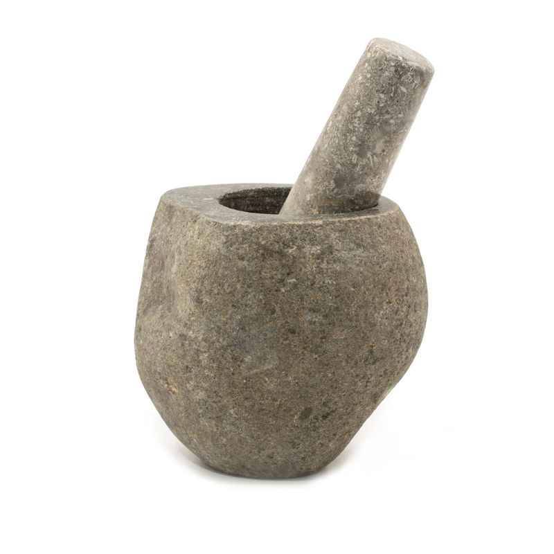 Dekoratívny Mažiar a Palička z Prírodného Riečneho Kameňa - Stredný (cca 12x8cm)