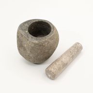 Dekoratívny Mažiar a Palička z Prírodného Riečneho Kameňa - Stredný (cca 12x8cm)