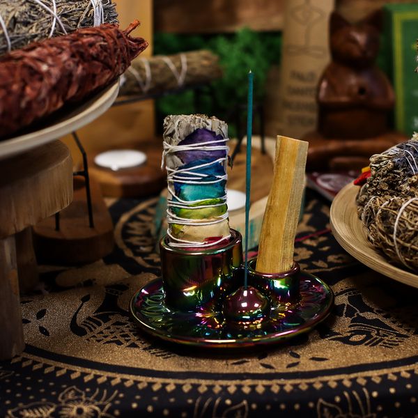 Stojan na Palo Santo a Vydymovadlá - Mandala - Metalická Dúha