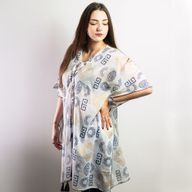 Nomád Sari - Kaftan - Zlatý a Modrý Grécky Motív - Ručne Maľovaný