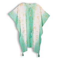 Nomád Sari - Kaftan - Biely & Tyrkysový - Design Zlaté Ryby