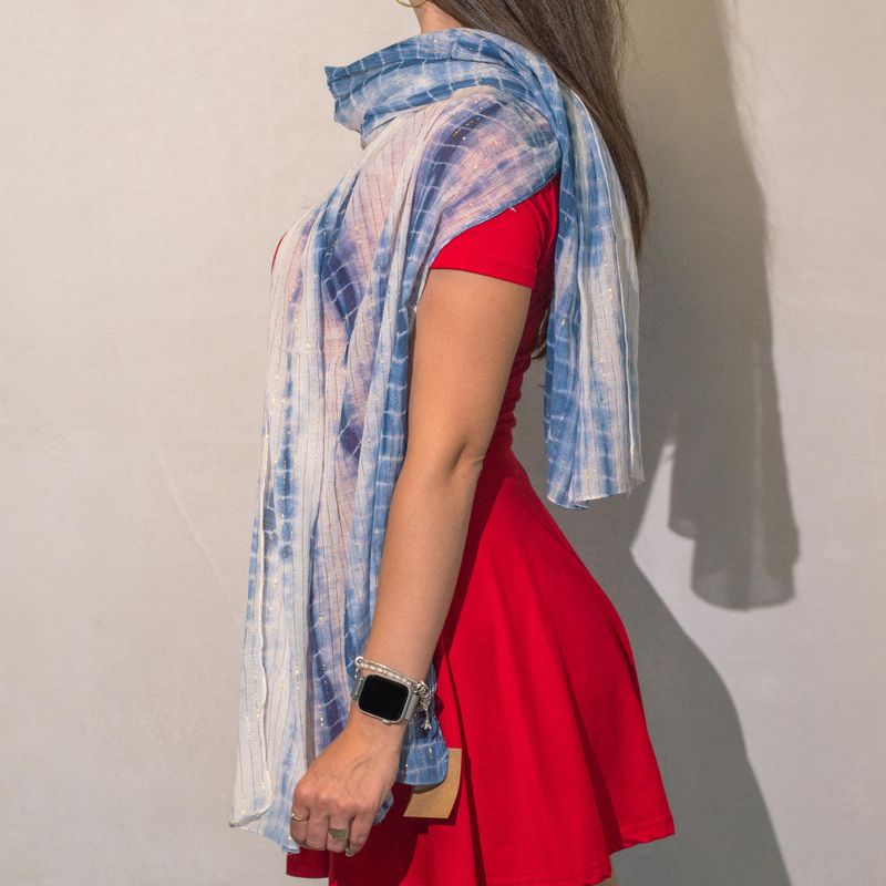 Nomad Sari - Letná Šatka -  180x50cm - Party Shine - Tmavo Modrá