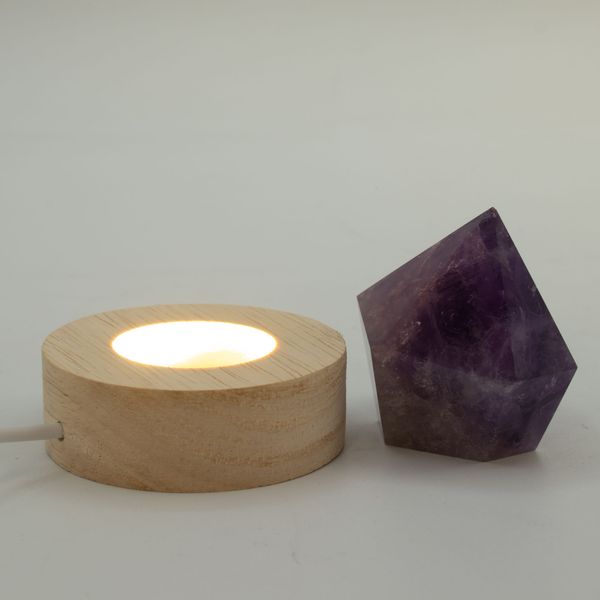 6cm Okrúhly Drevený USB LED Stojan - Studené/Teplé/Denné Svetlo