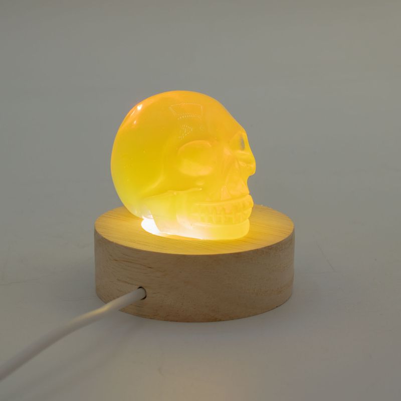 6cm Okrúhly Drevený USB LED Stojan - Studené/Teplé/Denné Svetlo