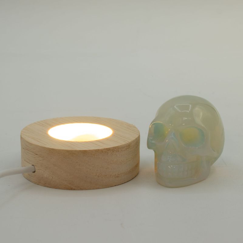 6cm Okrúhly Drevený USB LED Stojan - Studené/Teplé/Denné Svetlo