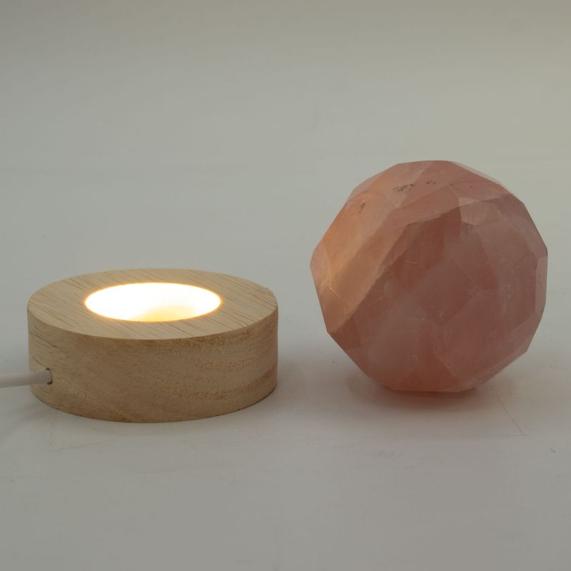 6cm Okrúhly Drevený USB LED Stojan - Studené/Teplé/Denné Svetlo