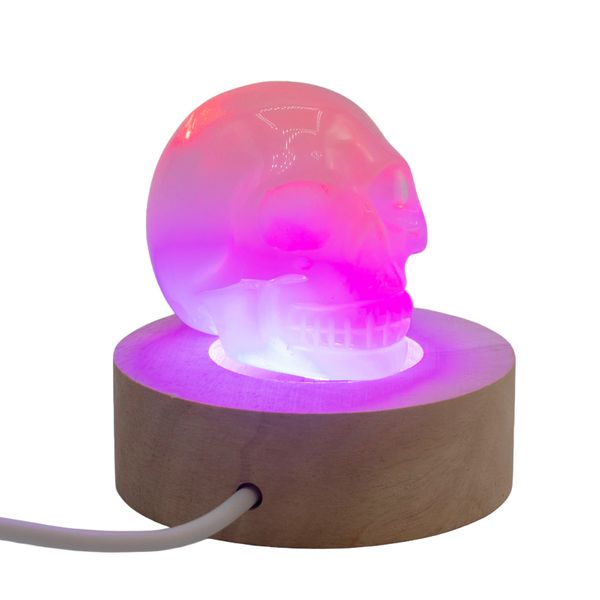 6cm Okrúhly Drevený USB LED Stojan - Viacfarebný