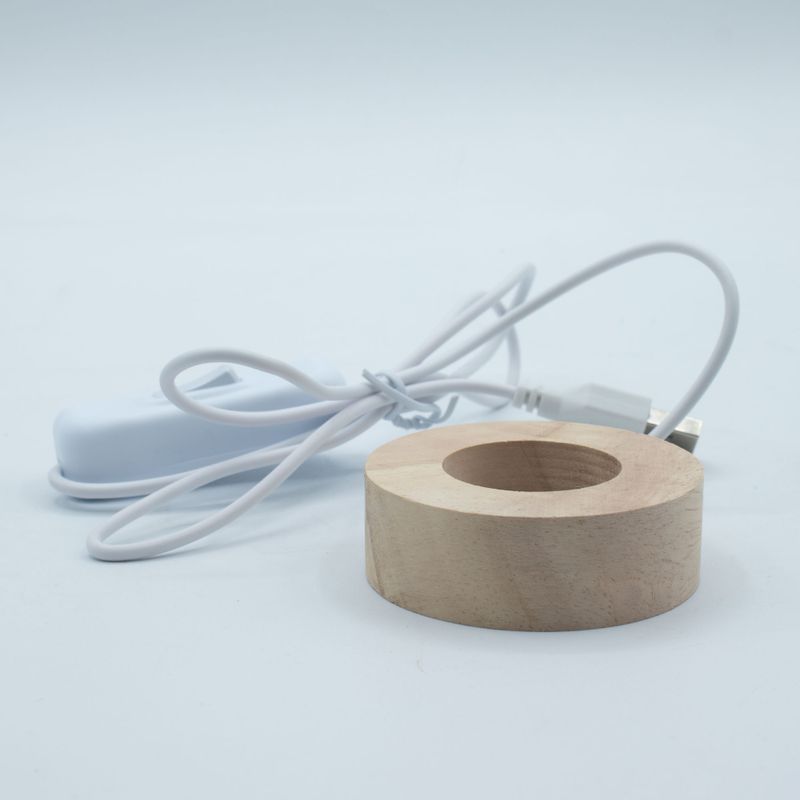 6cm Okrúhly Drevený USB LED Stojan - Viacfarebný