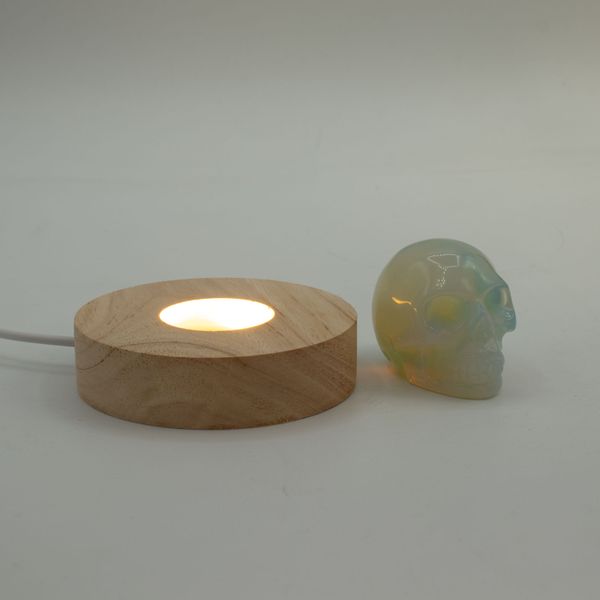 8cm Okrúhly Drevený USB LED Stojan - Studené/Teplé/Denné Svetlo