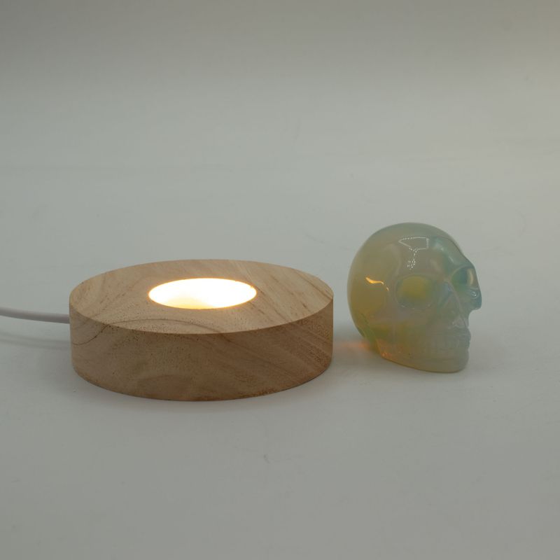 8cm Okrúhly Drevený USB LED Stojan - Studené/Teplé/Denné Svetlo