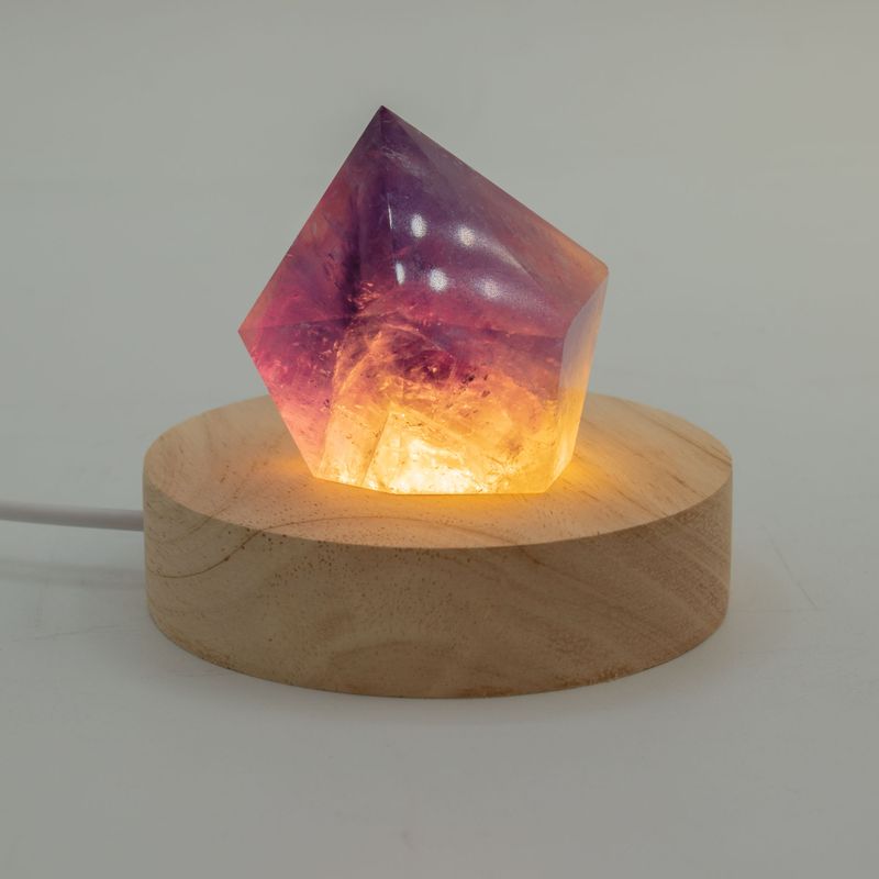 8cm Okrúhly Drevený USB LED Stojan - Studené/Teplé/Denné Svetlo
