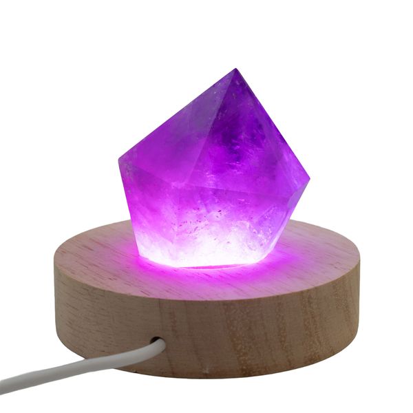 8cm Okrúhly Drevený USB LED Stojan - Viacfarebný
