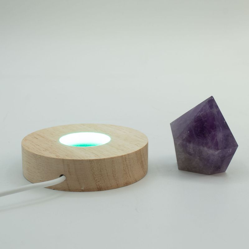 8cm Okrúhly Drevený USB LED Stojan - Viacfarebný