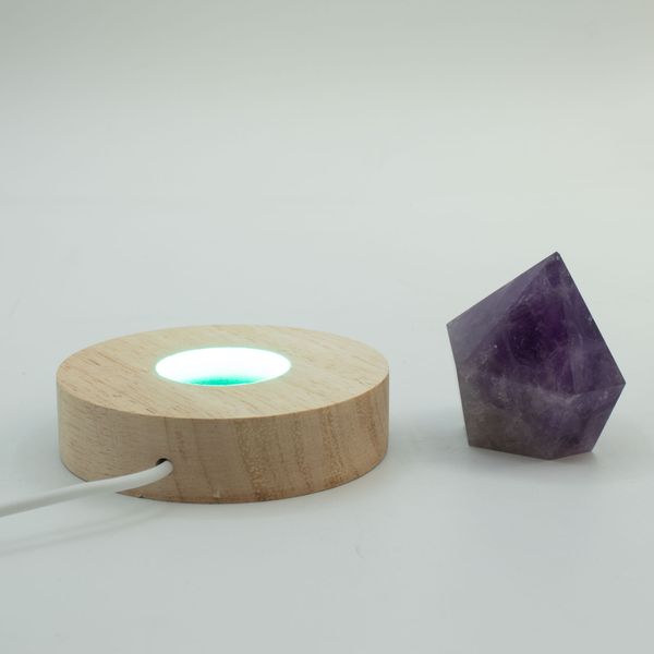 8cm Okrúhly Drevený USB LED Stojan - Viacfarebný