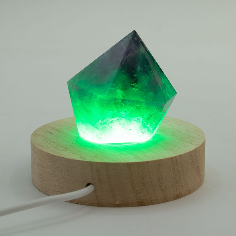 8cm Okrúhly Drevený USB LED Stojan - Viacfarebný