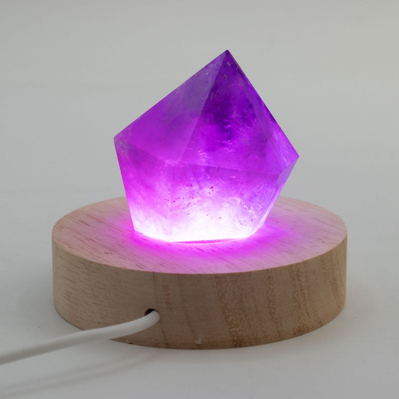 8cm Okrúhly Drevený USB LED Stojan - Viacfarebný