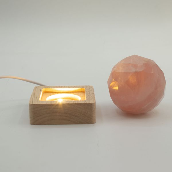 6cm Štvorcový Drevený USB LED Stojan - Studené/Teplé/Denné Svetlo
