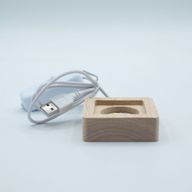 6cm Štvorcový Drevený USB LED Stojan - Studené/Teplé/Denné Svetlo