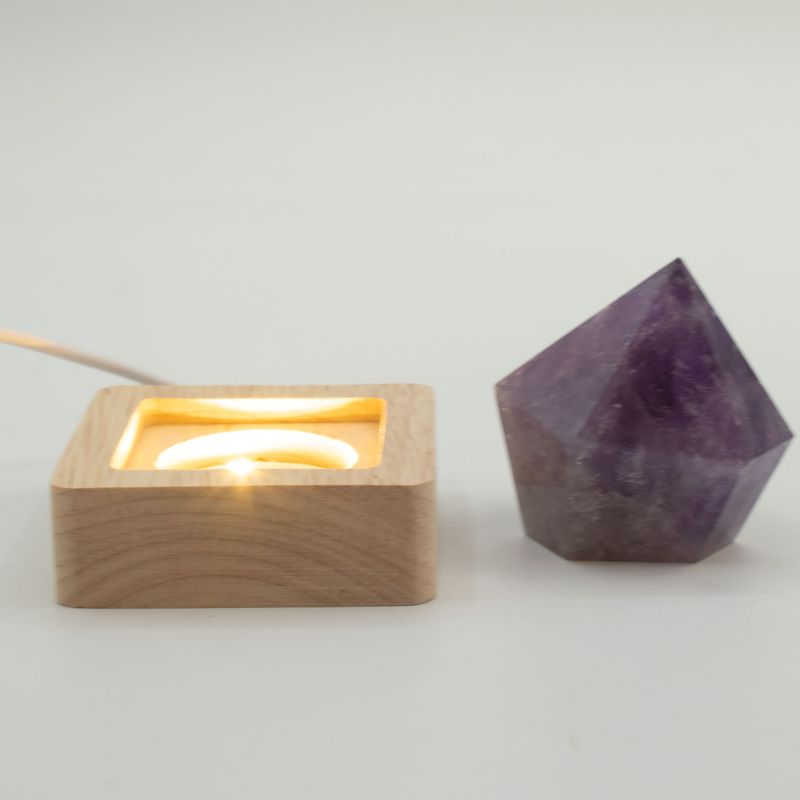 6cm Štvorcový Drevený USB LED Stojan - Studené/Teplé/Denné Svetlo
