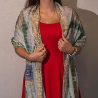 Nomad Sari  - Letná šatka -  180x50cm - Marbella Print - Zelená s zlatým lemom