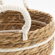 Veľké Košíky z Bavlny a Morskej Trávy - Prírodné Pruhy - Sada 3 Kusov (32,5 cm 29,5 cm 24 cm)