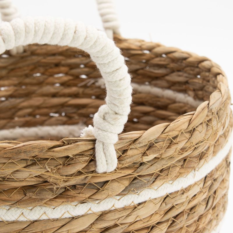 Veľké Košíky z Bavlny a Morskej Trávy - Prírodné Pruhy - Sada 3 Kusov (32,5 cm 29,5 cm 24 cm)