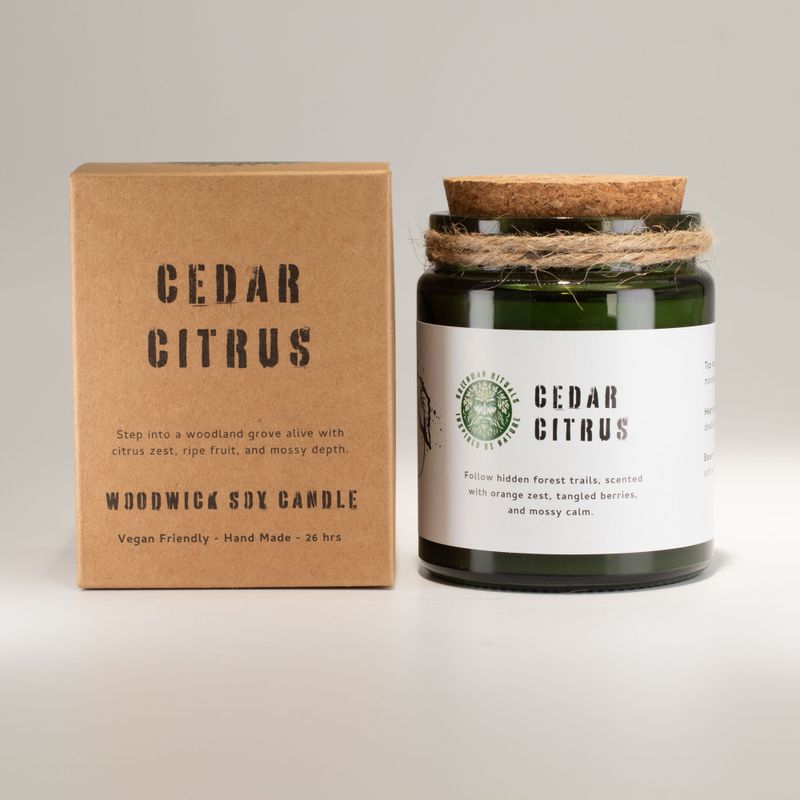 Woodwick Sojová sviečka - Céder a citrusy