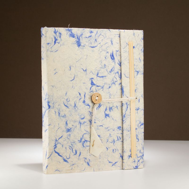 Veľký Bavlnený Zápisník Lokta Mix Modrej  (21x15cm) - 45 listov - Vrátane Záložky