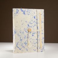 Veľký Bavlnený Zápisník Lokta Mix Modrej  (21x15cm) - 45 listov - Vrátane Záložky
