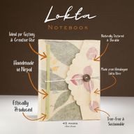 Stredný Zápisník z Lokta Papiera s Motívom Bugenviley (15 × 12 cm) – 45 Listov