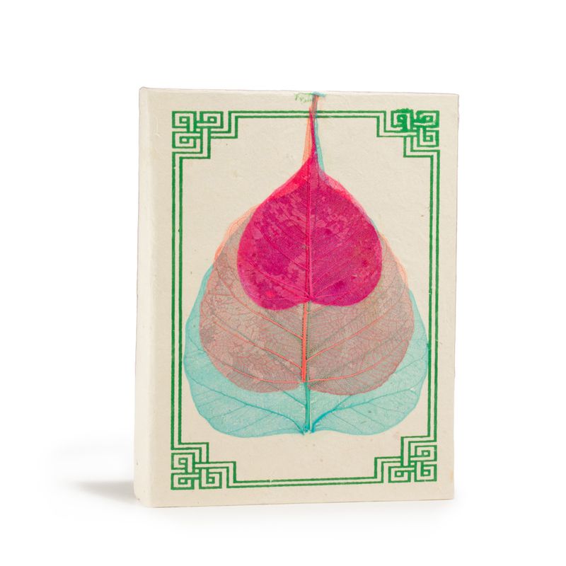 Stredný Zápisník z Lokta Papiera s Listom Bodhi (15 × 12 cm) – 45 listov (mix variantov)