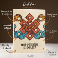 Veľký Inšpiračný Zápisník z Lokta Papiera (21 × 15 cm) – 45 Listov – „Tvoj Potenciál“ – Vrátane Záložky