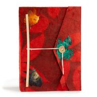 Veľký Loktový Zápisník s Výrazným Kvetinovým Motívom (21 × 15 cm), 45 Listov, so Záložkou – Rubínová