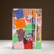 Veľký Loktový Patchworkový Zápisník (21 × 15 cm), 45 Listov, so Záložkou – Viacfarebný