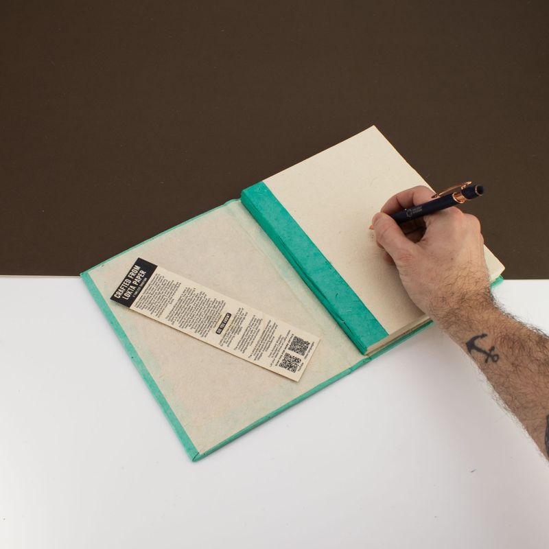 Veľký Loktový Zápisník s Motívom Mini Dlaždíc (21 × 15 cm), 45 Listov, so Záložkou – Tyrkysový