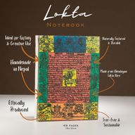 Stredný Loktový Zápisník s Tradičným Motívom Modlitebných Vlajok (15 × 12 cm), 45 Listov – Prírodný