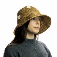Slamený Klobúk Floppyt - Káva a Sedmokrásky