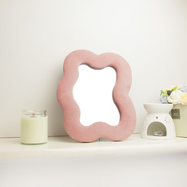 Mäkké Vlnité Zrkadlá – Štvorcový Kamienok – Jemná Rružová – 22,5 × 27 × 2,3 cm
