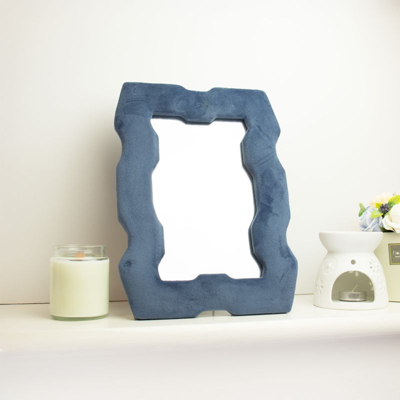 Mäkké Vlnité Zrkadlá – Hrubý Rám – Kráľovská Modrá – 30,5 × 22,5 × 2,3 cm