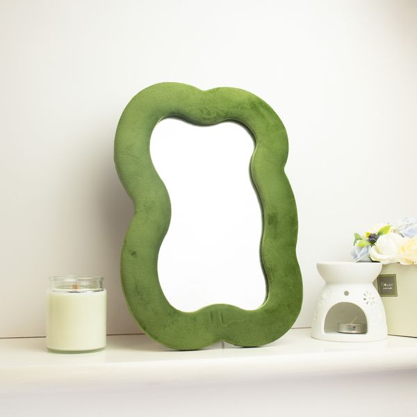 Mäkké Vlnité Zrkadlá – Veľký Obláčik – Machová Zelená – 33,4 × 23,5 × 2,3 cm