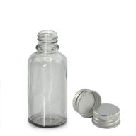 30 ml dymovo sivá sklenená fľaša s kvapátkom s hliníkovým uzáverom